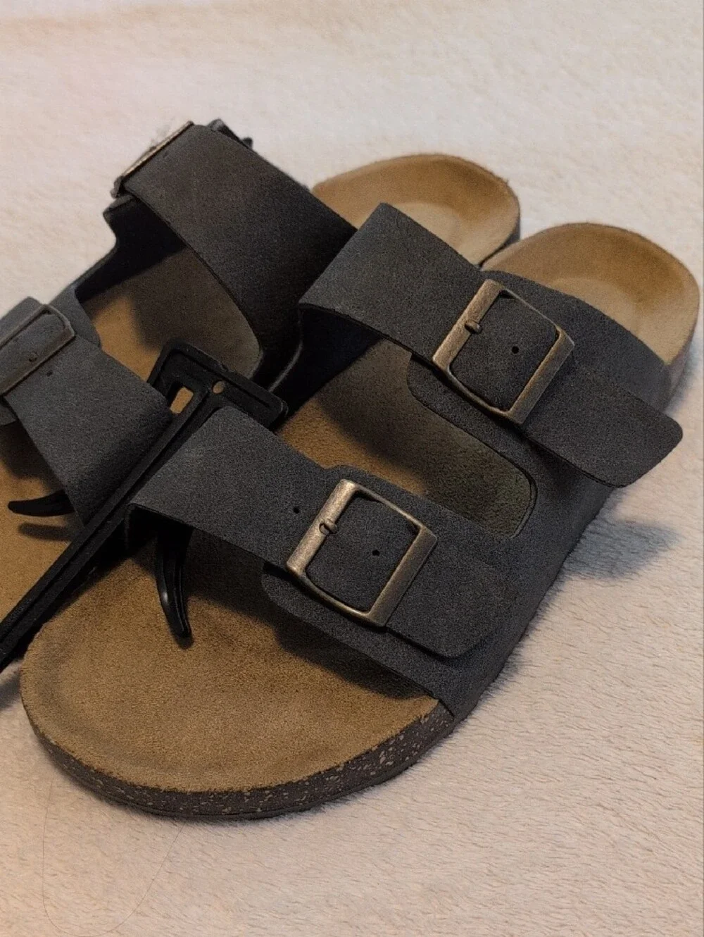 George Men's Black Double-Buckle Slides